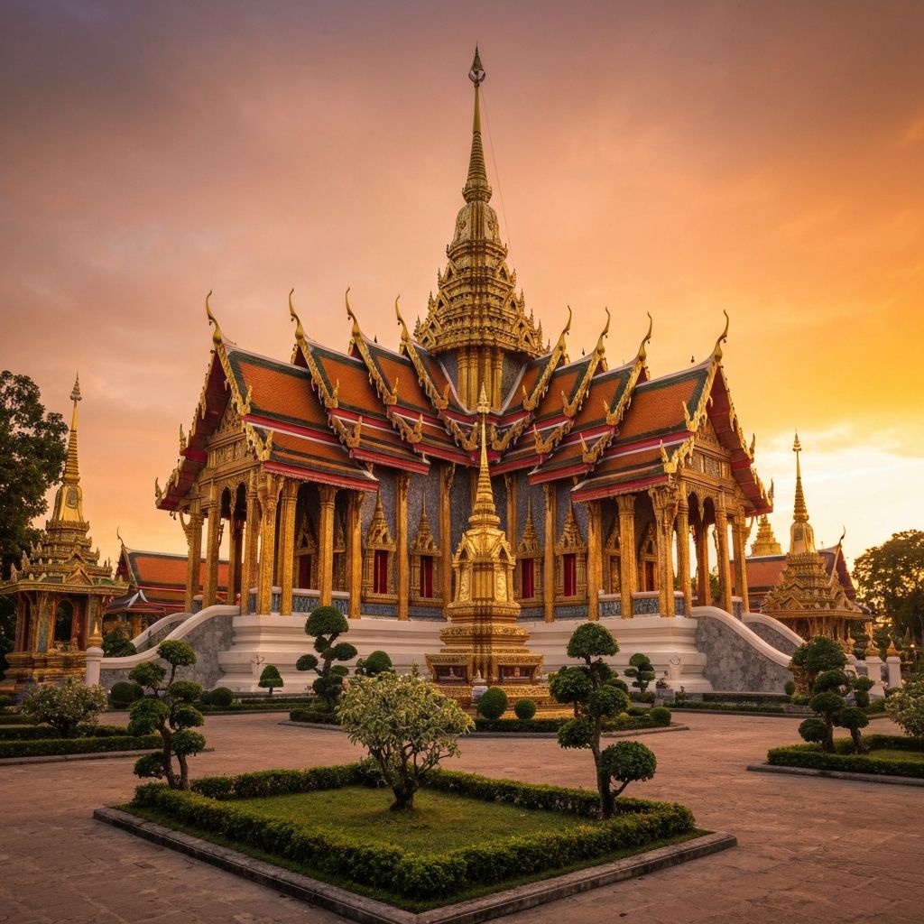 วัดไทยสีทองยามอาทิตย์อัสดง